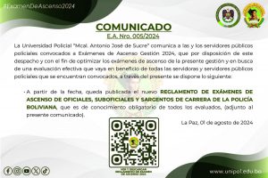 COMUNICADO E.A. NRO. 005/2024 “REGLAMENTO DE EXAMENES DE ASCENSO – 2024”