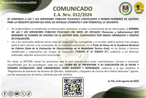 COMUNICADO E.A. NRO. 012/2024