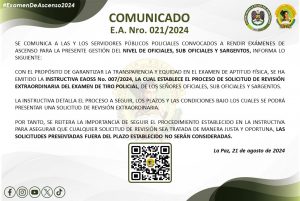 COMUNICADO E.A. NRO. 021/2024