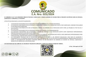 COMUNICADO E.A. NRO. 025/2024