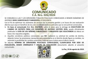 COMUNICADO E.A. NRO. 026/2024