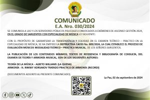 COMUNICADO E.A. NRO. 030/2024