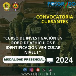 CONVOCATORIA INVESTIGACIÓN EN ROBO DE VEHICULOS E IDENTIFICACIÓN VEHICULAR NIVEL I